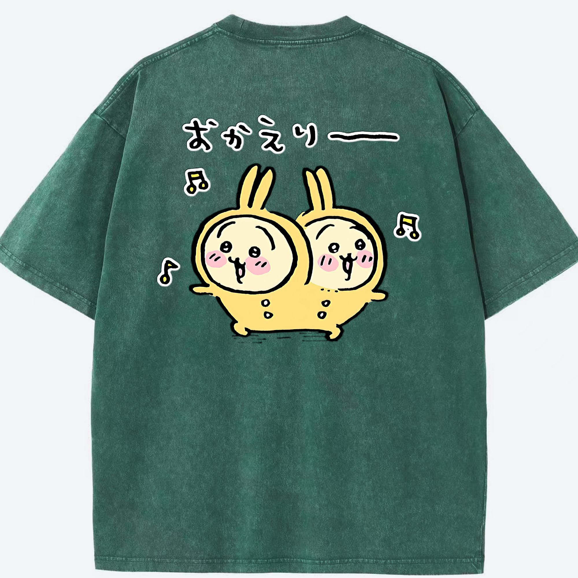 （画像用） ちいかわ うさぎ Chii-kawa usagi 綿100% ヴィンテージ風 半袖Tシャツ（背面プリント）